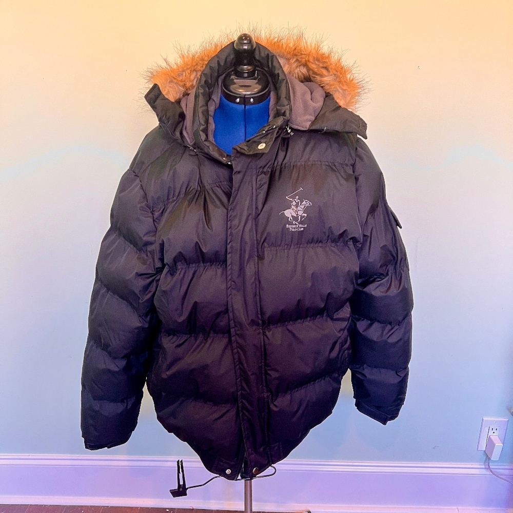 Mens Black Beverly Hills Polo Club Puffer Jacket - XL